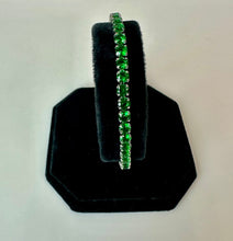 Load image into Gallery viewer, Rhodium Plated Simulated Emerald Tennis Bracelet (7.5")
