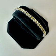 Load image into Gallery viewer, Rhodium Plated Simulated Yellow Diamond Tennis Bracelet (7.5")
