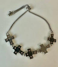 Load image into Gallery viewer, Karis Sterling Pink Topaz Cross Link Lariat Bracelet
