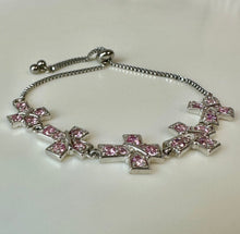 Load image into Gallery viewer, Karis Sterling Pink Topaz Cross Link Lariat Bracelet
