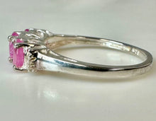 Load image into Gallery viewer, Sterling Pink Topaz 3-Stone Ring sz 7
