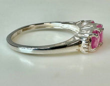Load image into Gallery viewer, Sterling Pink Topaz 3-Stone Ring sz 7
