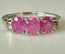 Load image into Gallery viewer, Sterling Pink Topaz 3-Stone Ring sz 7
