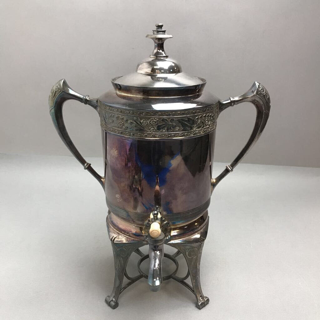 Antique Victorian Silver Plate Metal Coffee Dispenser Water Tea Urn (11