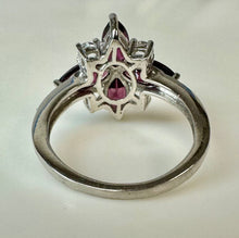 Load image into Gallery viewer, Sterling Pink Tourmaline White Topaz Flower Ring sz 7.25
