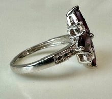 Load image into Gallery viewer, Sterling Pink Tourmaline White Topaz Flower Ring sz 7.25
