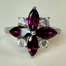 Load image into Gallery viewer, Sterling Pink Tourmaline White Topaz Flower Ring sz 7.25

