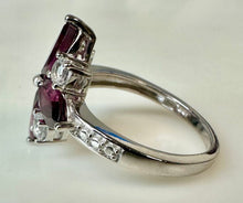 Load image into Gallery viewer, Sterling Pink Tourmaline White Topaz Flower Ring sz 7.25
