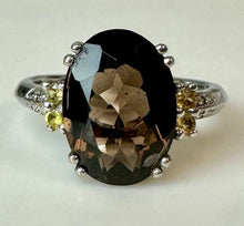Load image into Gallery viewer, Sterling Smoky Quartz Citrine Accent Ring sz 9
