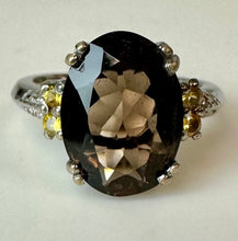 Load image into Gallery viewer, Sterling Smoky Quartz Citrine Accent Ring sz 6.5
