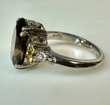 Load image into Gallery viewer, Sterling Smoky Quartz Citrine Accent Ring sz 6.5
