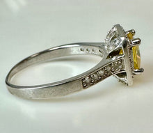 Load image into Gallery viewer, Sterling Citrine CZ Halo Ring sz 8.5
