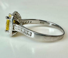 Load image into Gallery viewer, Sterling Citrine CZ Halo Ring sz 8.5
