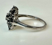 Load image into Gallery viewer, Sterling Black Tourmaline Cluster Cocktail Ring sz 10
