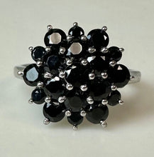 Load image into Gallery viewer, Sterling Black Tourmaline Cluster Cocktail Ring sz 10
