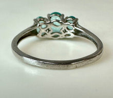 Load image into Gallery viewer, Sterling Blue CZ 3-Stone Ring sz 8
