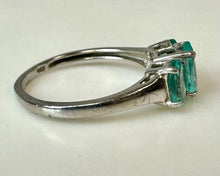 Load image into Gallery viewer, Sterling Blue CZ 3-Stone Ring sz 8
