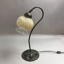 Load image into Gallery viewer, Vintage Brass Gooseneck Glass Shade Table Lamp (17&quot;)
