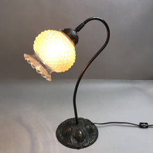 Load image into Gallery viewer, Vintage Brass Gooseneck Glass Shade Table Lamp (17&quot;)
