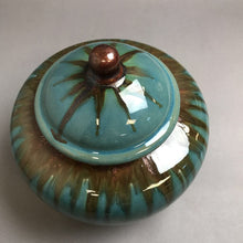 Load image into Gallery viewer, Pottery Stoneware Blue &amp; Brown Glazed Lidded Jar (8&quot;)
