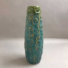 Load image into Gallery viewer, MCM Pottery Stoneware Blue Swirl Pattern Vase (15&quot;)
