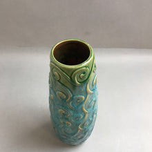 Load image into Gallery viewer, MCM Pottery Stoneware Blue Swirl Pattern Vase (15&quot;)
