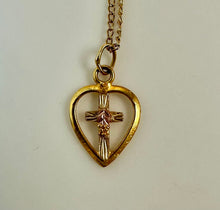 Load image into Gallery viewer, 12K Black Hills Gold Cross Heart Pendant on 20&quot; 12K Gold Filled Chain (1.5g)
