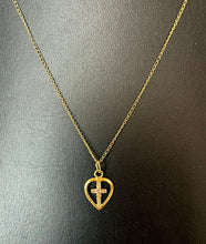 Load image into Gallery viewer, 12K Black Hills Gold Cross Heart Pendant on 20&quot; 12K Gold Filled Chain (1.5g)
