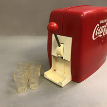 Load image into Gallery viewer, Vintage Coca-Cola Soda Dispenser Toy w/ 4 Plastic Glasses (8.5x11x6)
