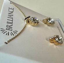 Load image into Gallery viewer, Brilliance Swarovski Crystal Gold Plated Necklace &amp; Earrings Set (NIB)
