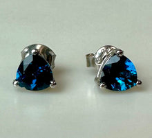Load image into Gallery viewer, Sterling London Blue Topaz Stud Earrings
