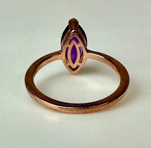 Load image into Gallery viewer, Rose Gold Plated Sterling Marquis Amethyst Ring sz 7
