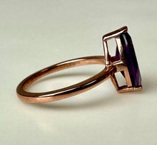 Load image into Gallery viewer, Rose Gold Plated Sterling Marquis Amethyst Ring sz 7
