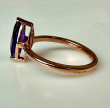 Load image into Gallery viewer, Rose Gold Plated Sterling Marquis Amethyst Ring sz 7
