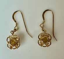 Load image into Gallery viewer, Gold Plated Sterling Citrine Filigree Drop Earrings
