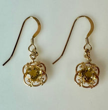 Load image into Gallery viewer, Gold Plated Sterling Citrine Filigree Drop Earrings
