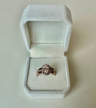 Load image into Gallery viewer, Morganite CZ Rose Gold Plated Sterling 3-Piece Bridal Ring Set sz 8
