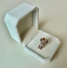 Load image into Gallery viewer, Morganite CZ Rose Gold Plated Sterling 3-Piece Bridal Ring Set sz 8
