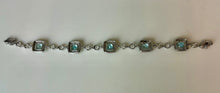 Load image into Gallery viewer, White Gold Plated Topaz Link Bracelet (7")
