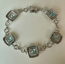 Load image into Gallery viewer, White Gold Plated Topaz Link Bracelet (7")
