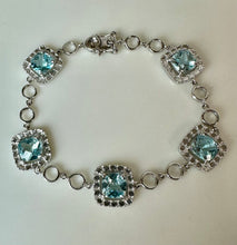 Load image into Gallery viewer, White Gold Plated Topaz Link Bracelet (7")

