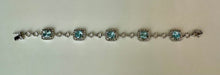 Load image into Gallery viewer, White Gold Plated Topaz Link Bracelet (7")
