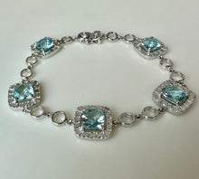 Load image into Gallery viewer, White Gold Plated Topaz Link Bracelet (7")
