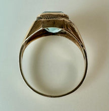 Load image into Gallery viewer, 10K Gold Aqua Paste Stone Vintage Ring sz 6.5 (2.6g)
