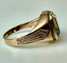 Load image into Gallery viewer, 10K Gold Aqua Paste Stone Vintage Ring sz 6.5 (2.6g)
