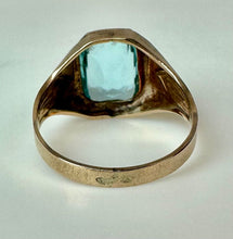 Load image into Gallery viewer, 10K Gold Aqua Paste Stone Vintage Ring sz 6.5 (2.6g)
