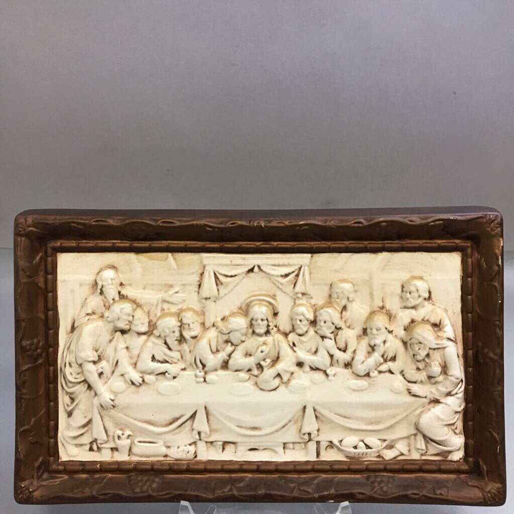 Vintage Framed Chalkware 3D The Last Supper Wall Art (8x13)