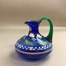 Load image into Gallery viewer, Fenton Designer Showcase Series Cobalt Blue Rib Optic Pitcher w/box Tulip Design (5")
