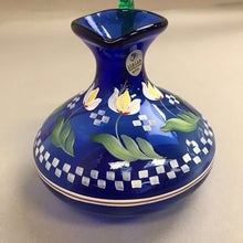 Load image into Gallery viewer, Fenton Designer Showcase Series Cobalt Blue Rib Optic Pitcher w/box Tulip Design (5")
