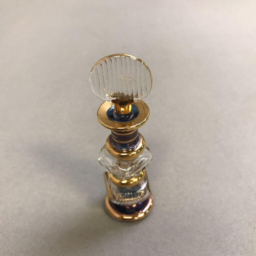 Blown Purple & Gold Glass Egyptian Perfume Bottle (3